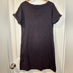 Lou & Grey dark gray rolled short sleeve crew neck casual t-shirt dress - small